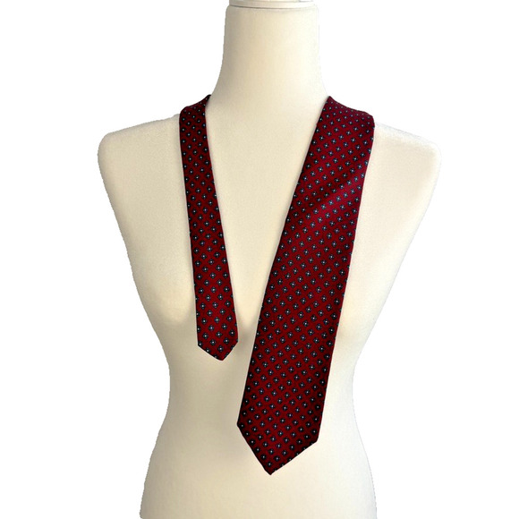 Dooney & Bourke Other - DOONEY & BOURKE Men's Silk Burgundy Red Tie Blue Small Print Necktie Business
